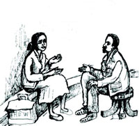 A health professional chatting comfortably with a person living with HIV.