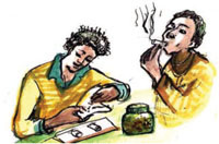 Young people smoking cannabis