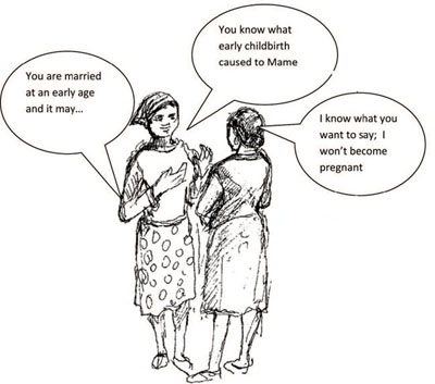 Health professional talking with a young married woman