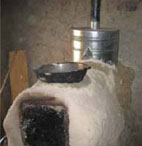 An oven with flue attached