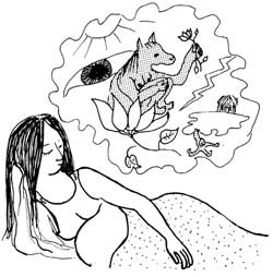 A pregnant woman having strange dreams.