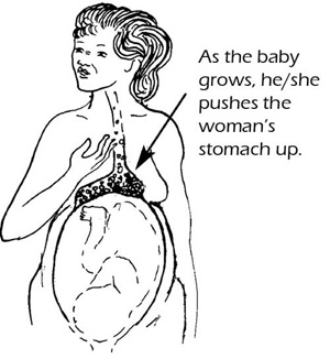 Image showing a baby growing and pushing the woman's stomach up