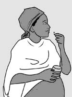 A pregnant woman is about to take a tablet and is holding it to her mouth. She has a glass of water in the other hand.