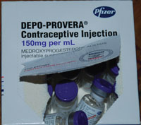 The DMPA injectable contraceptive shown in its packaging.
