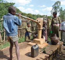 Collecting water from a pump