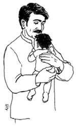 A father hold his newborn baby.
